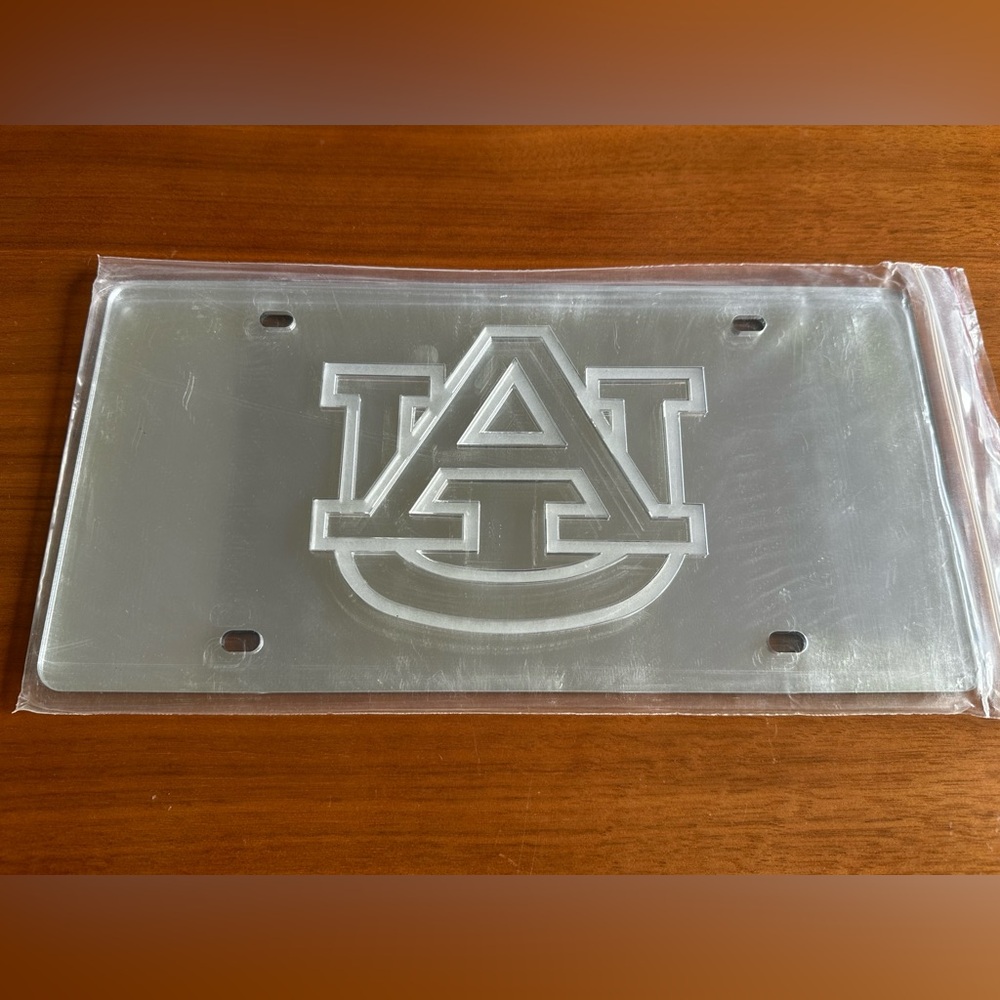 Auburn University Clear Acrylic License Plate with AU Logo